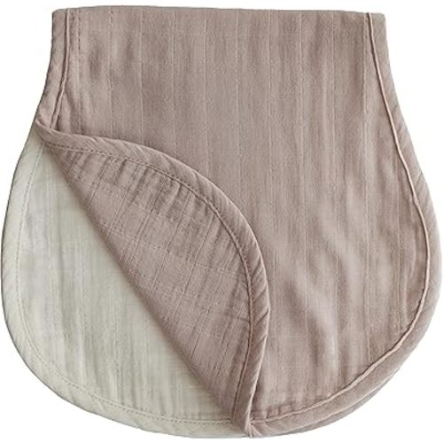 mushie Muslin Baby Burp Cloths | 100% Organic Cotton, Set of 2 (Natural/Fog)