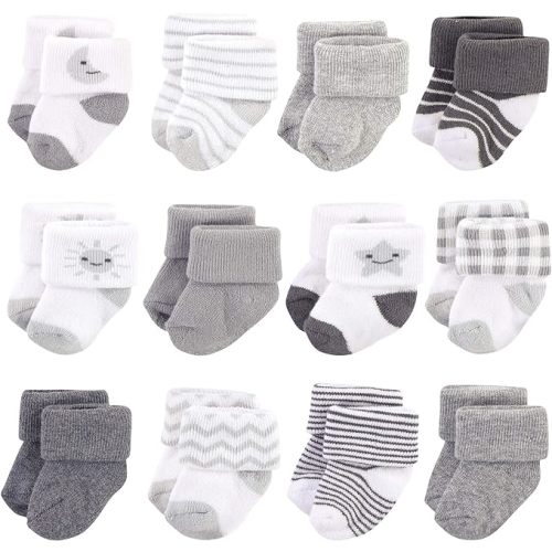 Hudson Baby Baby Girls' Cotton Rich Newborn and Terry Socks