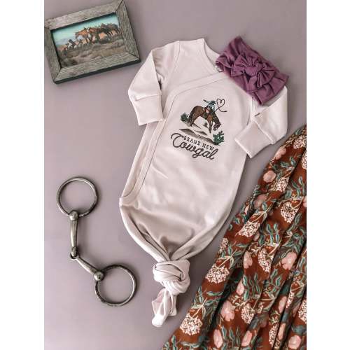 Brand New Cowgal Infant Kimono Gown - Wisteria