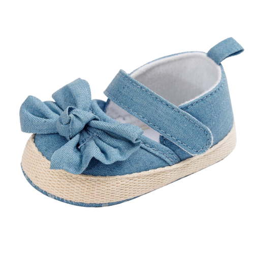 0-6 Months Baby Girls Soft Princess Dress Flats Shoes Infant Wedding Mary Jane Anti-Slip First Walker Newborn Shoe Sneaker Shoes Blue
