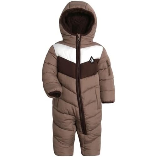Volcom Boy Baby Snowsuit - Soft Fleece Lined Insulated Pram Infant Snowsuit with Sherpa Lined Hood - Baby Winter Clothes