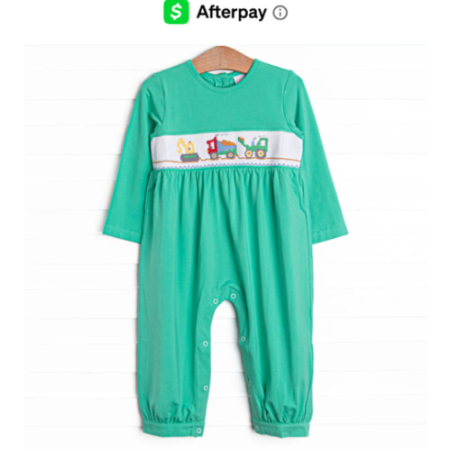 On the Job Smocked Romper, Green – Stitchy Fish