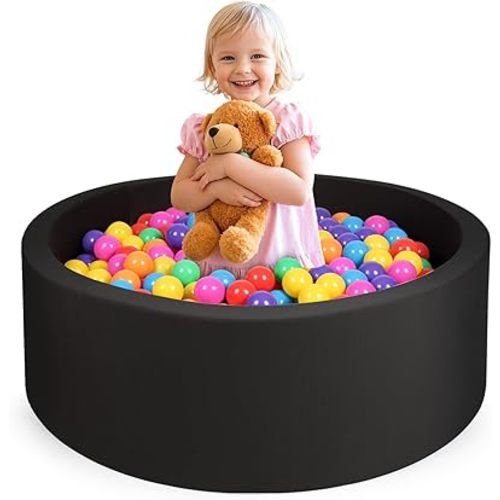 Foam Ball Pit, 35"x 12" Ball Pits for Toddlers, Soft Round Kiddie Baby Ball Pool for Kids, Ideal Gift for Babies Indoor Outdoor Game, Balls Not Included,Black...