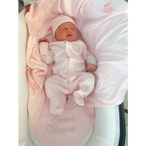 7 pc Baby Pink Personalized Baby Coming Home Outfit – Caprilina