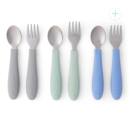 Babies/Toddler Stainless Steel Spoons + Forks with Silicone Handle