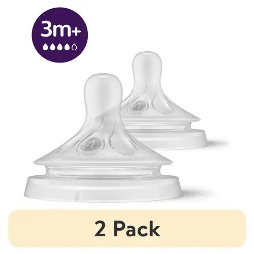 (2 pack) Philips Avent Natural Response Nipples, Fast Flow (Flow 4), 2-Pack, SCY964/02