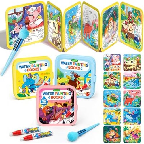 Timetome Water Coloring Book, 3 Pack Water Painting Books for Toddlers 1-3