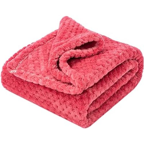 Fuzzy Blanket or Fluffy Blanket for Baby Girl or boy, Soft Warm Cozy Coral Fleece Toddler, Infant or Newborn Receiving Blanket for Crib, Stroller, Travel, Decorative (40”×60”, Raspberry)