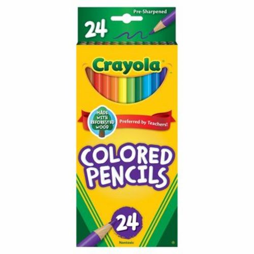 Crayola 24ct Pre-Sharpened Colored Pencils: Multicolor Wax & Wood, Non-Toxic, School Supplies for Kids, 3.3mm Point
