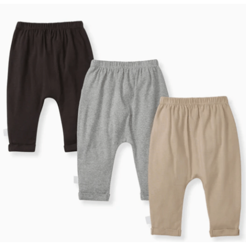 3-6 Month Solid Organic Cotton Baby Pants 3 Pack - Ash