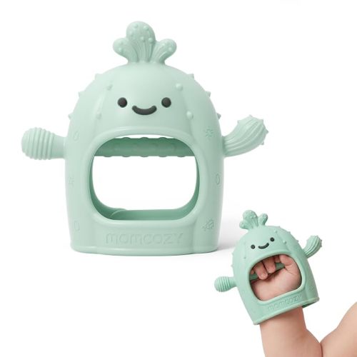 Momcozy Baby Teething Toys, Food Grade Silicone Baby Teether,Teething Mitten for Babies 0–6 Months,Teethers for Babies 6–12 Months,Anti Drop Wrist Teether with Multiple Chew Points, Mint Green
