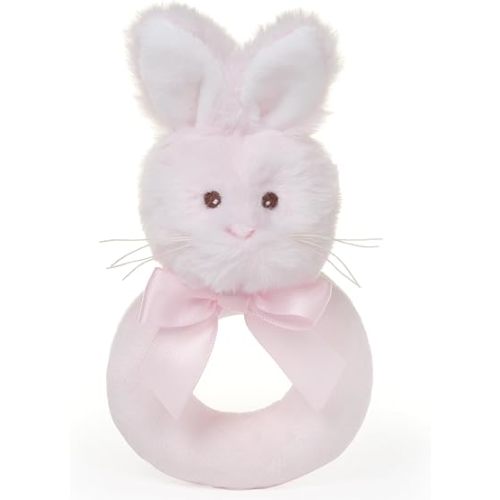 Bearington Baby Lil’ Bunny, 5.5 Inch Pink Soft Stuffed Easter Bunny Rattle, Baby Easter Gifts - Newborn Toy