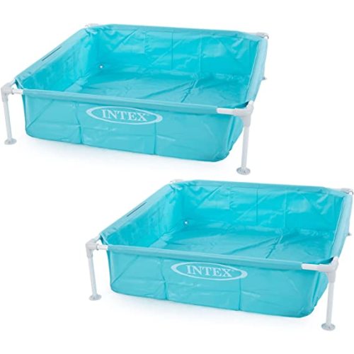 Intex Mini Frame Kids 4ft x 4ft x 12in Beginner Kiddie Swimming Pool (2 Pack)
