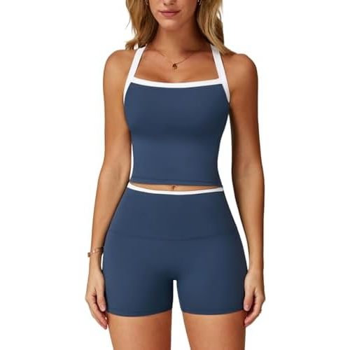 Two Piece Workout Sets For Women Tank Top Matching High Waist Booty Lifting Shorts Gym Yoga Active Wear Outfits