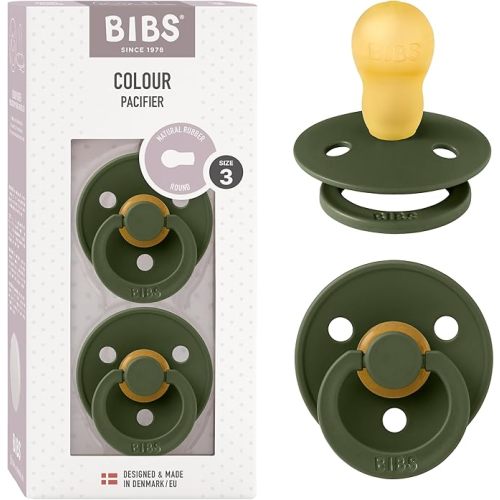 Bibs Colour Pacifier 2-Pack | BPA Free Soother, Round Nipple. Natural Rubber Latex,