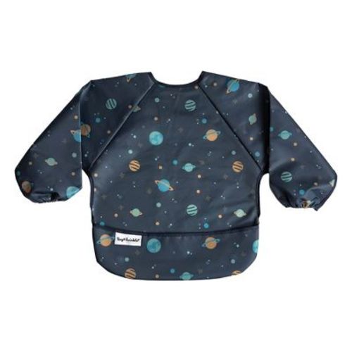 Tiny Twinkle Mess-Proof/Waterproof Long-Sleeve Baby Bib, Machine Washable Smock for Eating (Space, Large 2-4 Years)