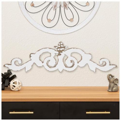 Whitewash Distressed Scroll Wood Wall Decor