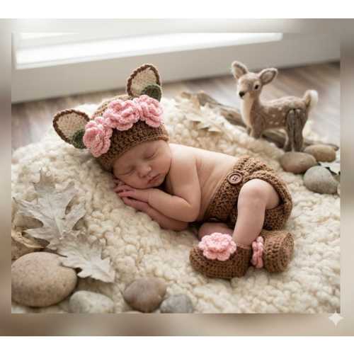 Deer Baby Girl Outfit Newborn Photography Prop Set