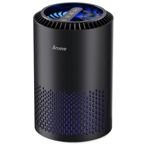 AROEVE Air Purifiers for Bedroom with Sleep Mode Speed Control-MK01A(Black) | Energy Star Efficiency, Meet Global Recycled Standard, 360-Degree Air Inlets, 22dB Noise Level, Aromatherapy Function