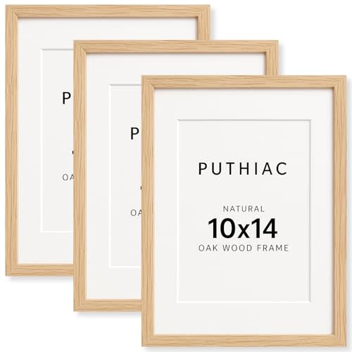 10x14 Oak Wood Picture Frame - 10"x14" Poster Frames for Wall, 10x14 Picture Frames for Wall, 10 x 14 Picture Frames, 10 x 14 Frames for Wall(3 Pack, Beige)