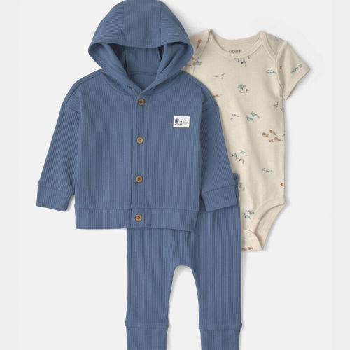 Baby Boy 3-Piece Safari Layering Set - Blue/Cream | Carter’s Oshkosh Canada