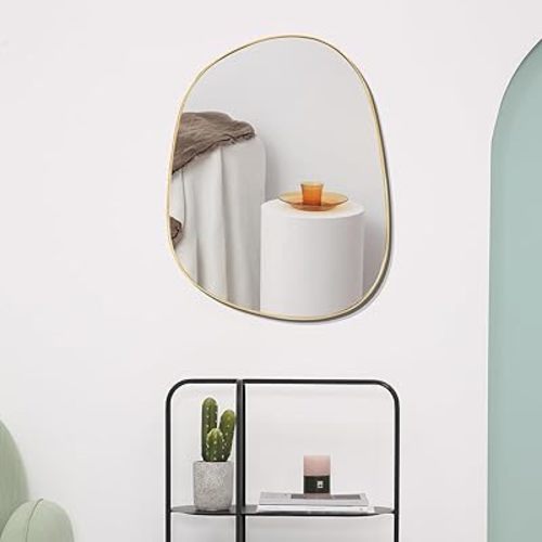 Asymmetrical Mirror for Wall Decor 17.5"*22.5", Modern Gold Framed Wall Mirror for Living Room Bathroom Bedroom Entryway ELE-STOU-0066Gold