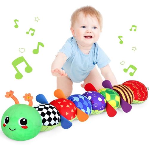KMUYSL Baby Toys 0-6 6-12 Months, Sensory Music Animal Stuffed Toy for 0 1 2 3 4 5 6+ Months, Plush Toy with Crinkle and Rattles for Infant Newborn, Tummy Time Toys Gifts for 0-3-6-12 Month
