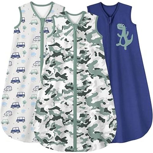 Yoofoss Baby Sleep Sack 6-12 Months Wearable Blanket for Babies 100% Organic Cotton 2-Way Zipper TOG 0.5 Toddler Sleeping Sack 3 Pack, Soft Lightweight Sleep Sacks