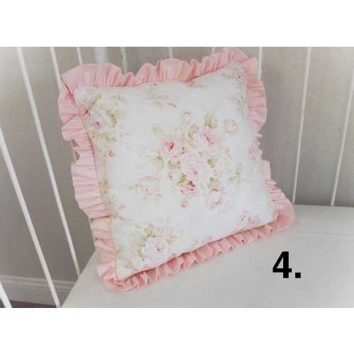 Floral Rose Pillow Cover - Vintage Décor - Shabby Chic - Pink Rose Ivory / Cream Room Décor - Pink Rose Pillow Cover