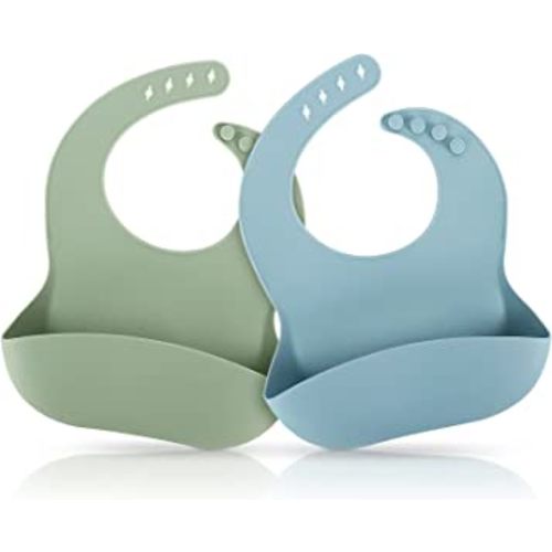 ME.FAN Silicone Baby Bibs for Babies & Toddlers | Adjustable Silicone Bibs 2 Set
