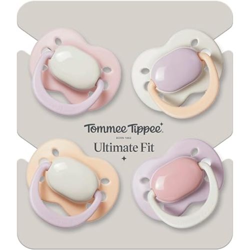 Tommee Tippee Ultimate Fit Orthodontic Dummy 0-6m Silicone Pack of 4 Muted Pink