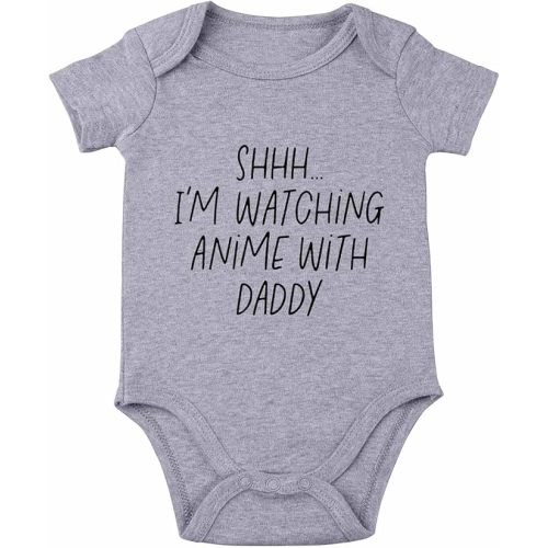 Shh I'm Watching Anime with Daddy Baby Bodysuit Funny Baby Bodysuit Unisex