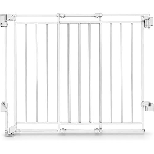 Baby Gate with No Bottom Bar, 29" H x 26.4-43" W, White | Drill Required, Hardware Mounted, One-Hand Operation, Auto Close, Two-Way Swing for Stairs & Doorways