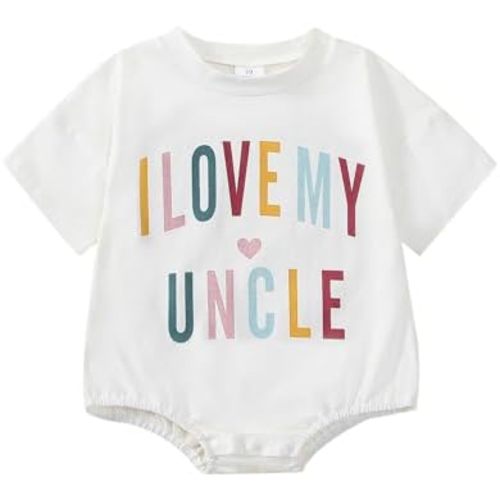 Uncle Baby Boys Girls Clothes, I Love My Uncle Newborn Outfit Romper, Uncle Gifts for Baby Boys/Girls 0-18M