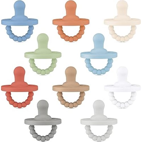 Ryan & Rose Cutie PAT Pacifier Teether 10 Pack Assorted Colors (Canyon (Boy), Flat)