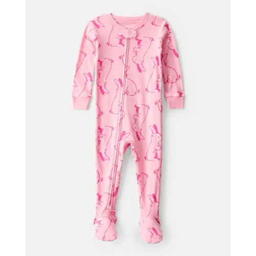 Baby Girl Bunny 100% Cotton Snug Fit 2-Way Zip Footie 1-Piece Pajamas - Pink | Carter's