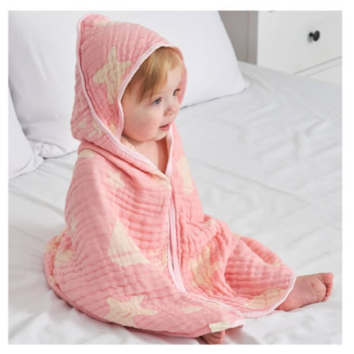 Ultra-Soft Muslin Baby Hooded Towel - 32 x 32 Inches, Ideal for Bath & Beach, Suitable for Both Boys & Girls from Newborns to Toddlers