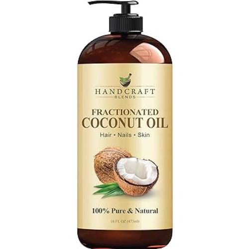 Handcraft Blends Fractionated Coconut Oil - 16 Fl Oz - 100% Pure and Natural - Premium Grade Carrier Oil for Skin, Hair and Body - Massage - Hair Tonic