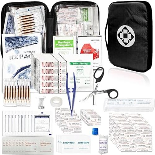 300Piece Travel First Aid Emergency Kit Home Essentials Hiking Survival Essential Kit for Outdoor Adventure Mini First Aid Kit for Backpack, Black 1st Aid