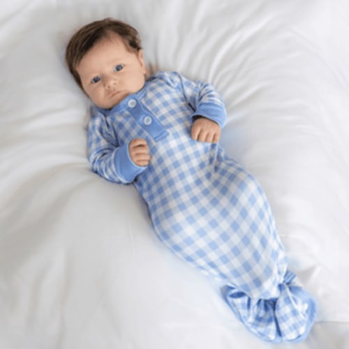 Knotted Gown - Blue Gingham – Sugar Bee Clothing