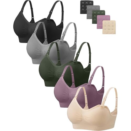 Angelhood Women Nursing Bras for Breastfeeding 5 Pack, Maternity Sleep Bra