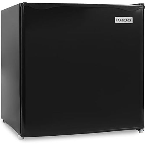 Igloo 1.6 Cu.Ft Mini Fridge with Freezer- Single Door Compact Refrigerator with Glass Shelves for Homes, Dorms & Offices- Keep Snacks, Drinks & Frozen Foods Cool with Temperature Control Fridge- Black