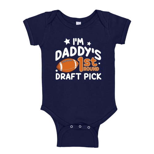 I'm Daddy's First Round Draft Pick Baby Bodysuit One Piece NB Navy Blue