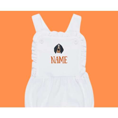 Smokey Embroidered Baby Sunsuit - Tennessee Sun Bubble Suit- Cute Dog Outfit for Girls | Personalized