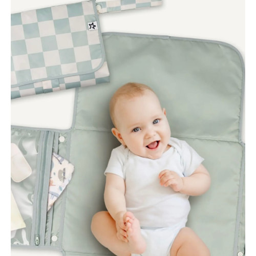 Portable/Foldable Waterproof Diaper Changing Pad with Smart Wipes Pocket