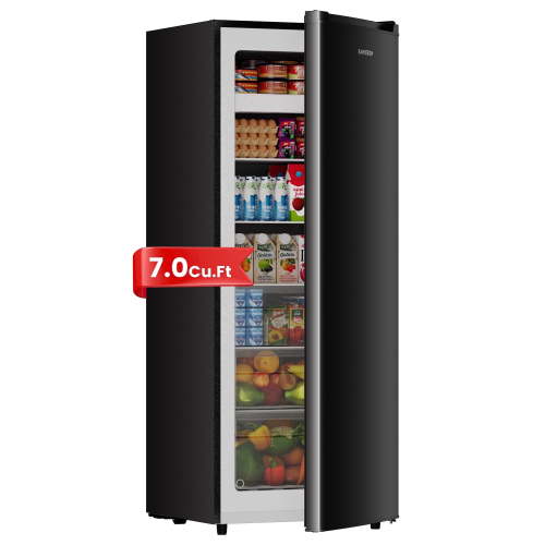 Bangson 7.0 Cu.ft Convertible Upright Freezer, Frost Free with 5 Shelves & 3 Drawers, Reversible Door Garage Ready for Kitchen, Apartment, Office , Black