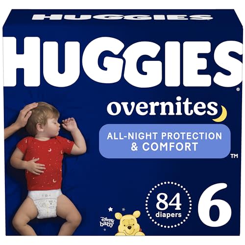 Huggies Size 6 Overnites Baby Diapers: Overnight Diapers, Size 6 (35+ lbs), 84 Ct (2 Packs of 42)