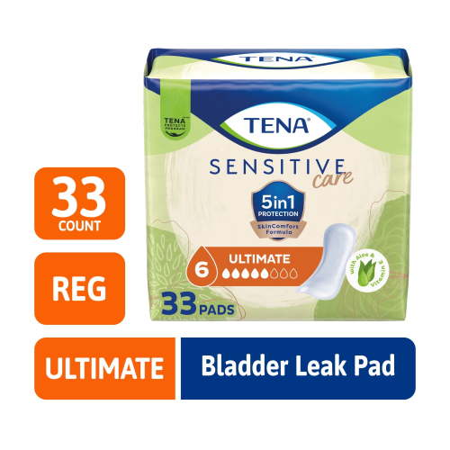 TENA Sensitive Care Ultimate Absorbency Incontinence Pads for Women, 33 ct HSA/FSA Eligible