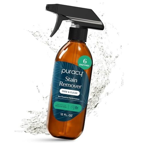 Puracy Stain Remover, Travel and Laundry Stain Cleaner for Clothes, Baby Essentials, Kids Stains, Oil and Fabric Spot Cleaner (Stain Remover Spray, 12 fl oz)