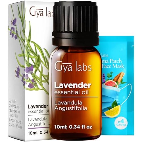 100% Pure Lavender Essential Oil for Skin & Diffuser - 0.34 Fl Oz | Lavender Oil for Hair, Relaxation & Massage, Soft Floral Herbal Aroma for Calm Evenings, Aromatherapy Grade Oil - Gya Labs